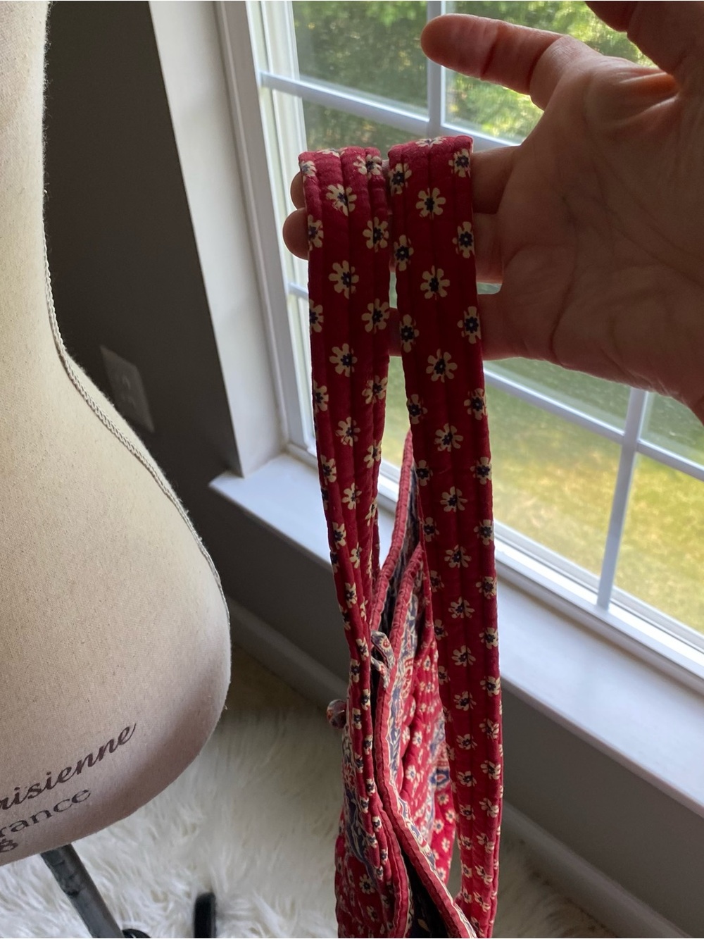 Vintage Vera Bradley Large Red Quilted Paisley Tote Bag EUC - Picture 9 of 11
